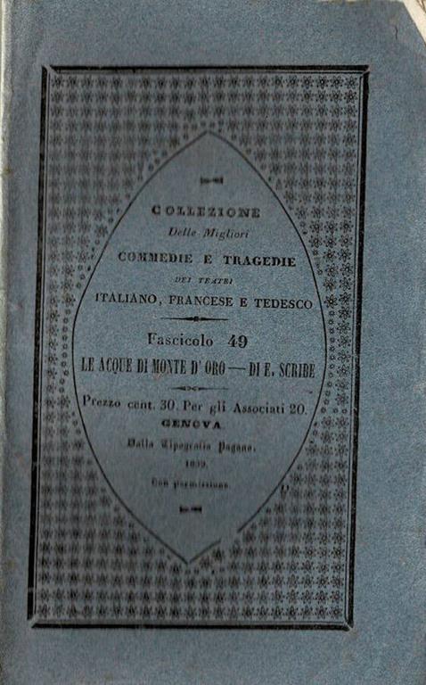 Le acque di Monte d'oro - Eugenio Scribe - copertina