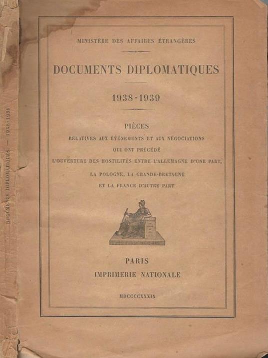 Documents diplomatique 1938 - 1939 - copertina