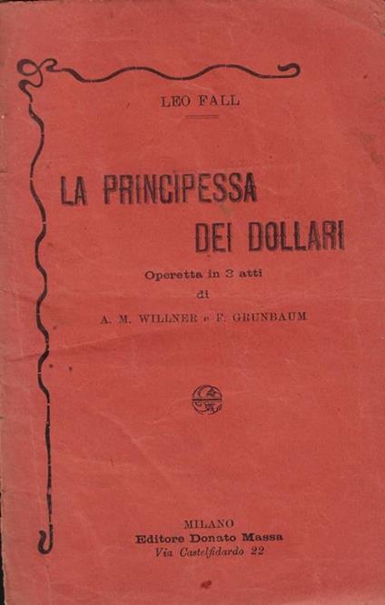 La principessa dei dollari - Leo Fall - copertina