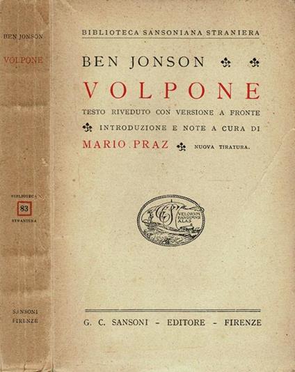 Volpone - Ben Jonson - copertina