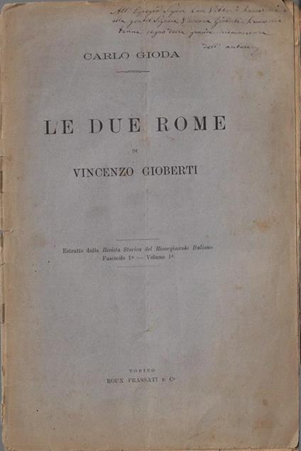 Le due Rome di Vincenzo Gioberti - copertina
