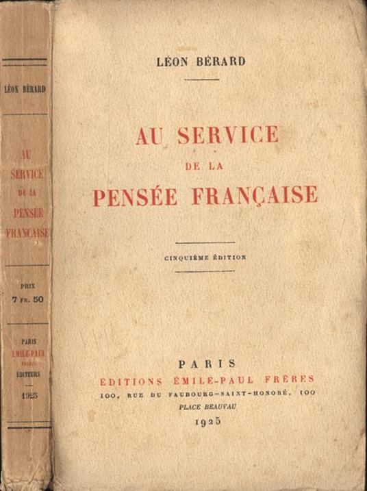Au service de la pensèe francaise - copertina