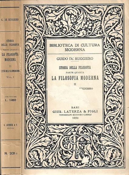 La Filosofia moderna II - Guido De Ruggiero - copertina