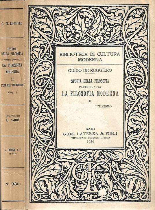 La Filosofia moderna II - Guido De Ruggiero - copertina