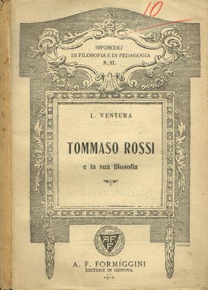 Tommaso Rossi e la sua filosofia - Bonaventura Leocani - copertina
