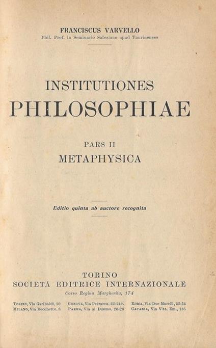 Institutiones Philosophiae. Pars II - copertina