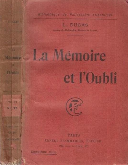La Mémoire et l'Oubli - Ludovic Dugas - copertina
