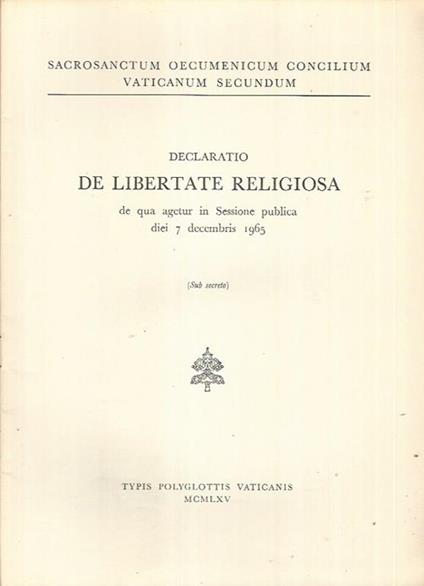 Declaratio de libertate religiosa - copertina