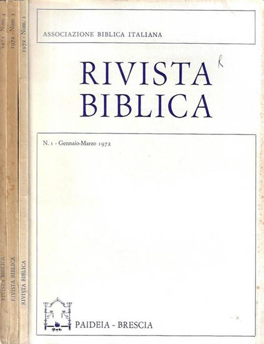 Rivista Biblica n. 1 - 3 - 4 anno 1972 - copertina