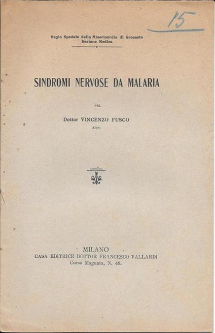 Sindromi nervose da malaria - copertina