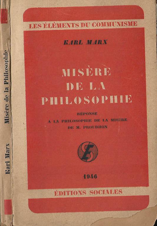 Misère de la philosophie - Karl Marx - copertina