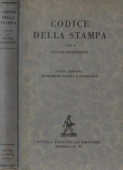 Codice della stampa - Giulio Benedetti - copertina