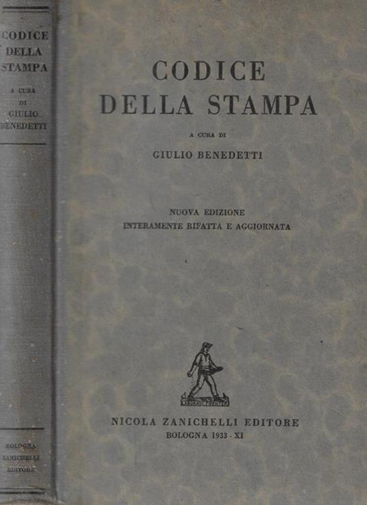 Codice della stampa - Giulio Benedetti - copertina