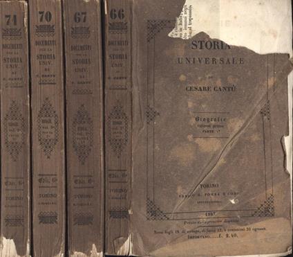 Storia universale Vol. I ( parte 1 - 2 ) - Vol. II ( parte 1 - 2 ) - Cesare Cantù - copertina