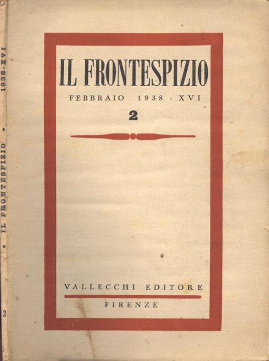 Il frontespizio Anno 1938 n. 2 - copertina