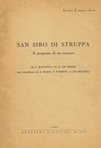 San Siro di Struppa. A proposito di un restauro - copertina