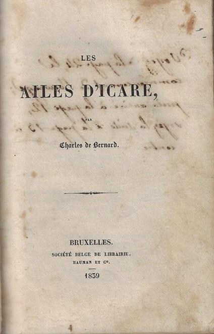 Les Ailes d'Icare - Charles de Bernard - copertina