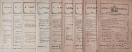 Il Comune di Genova Anno V n. 1 - 2 - 3 - 5 - 7 - 9 - 10 - 11 - 12 - copertina