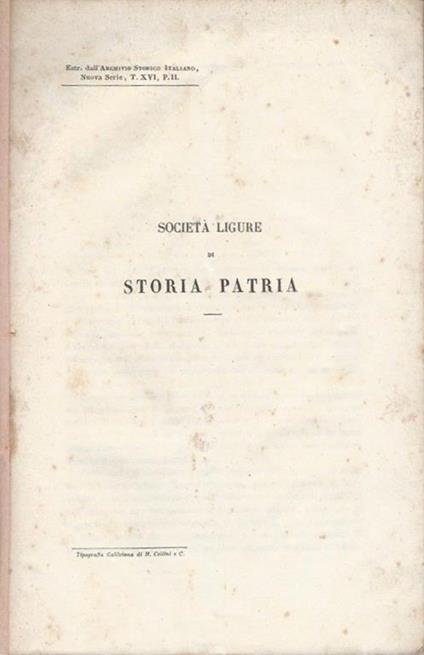 Società Ligure di Storia Patria - Luigi T. Belgrano - copertina