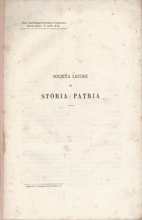 Società Ligure di Storia Patria - Luigi T. Belgrano - copertina