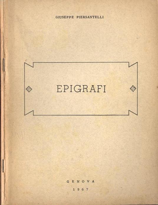 Epigrafi - Giuseppe Piersantelli - copertina