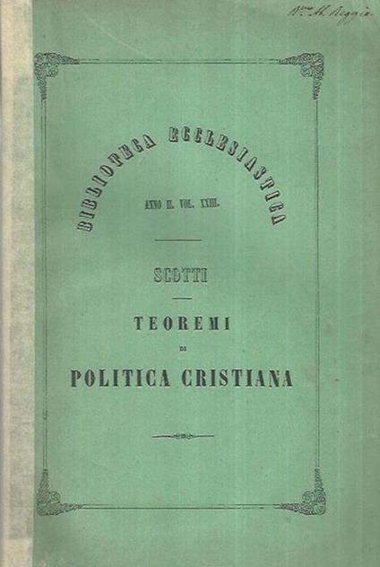 Teoremi di Politica Cristiana - Anno II Vol. XXIII - copertina