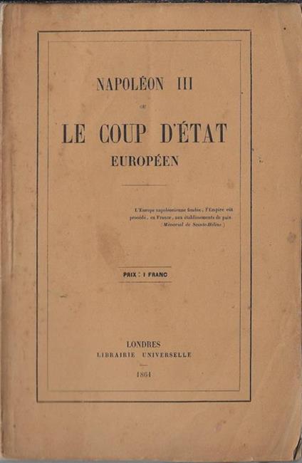 Napoléon III ou le coup d'état européen - copertina