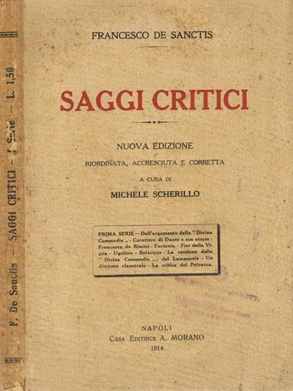 Saggi critici - copertina
