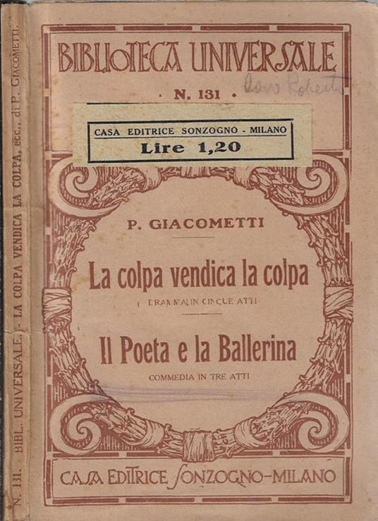 La colpa vendica la colpa – Il poeta e la ballerina - copertina