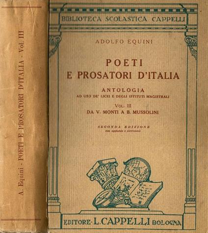 Poeti e prosatori italiani. Antologia ad uso dei Licei e degli Istituti Magistrali - copertina