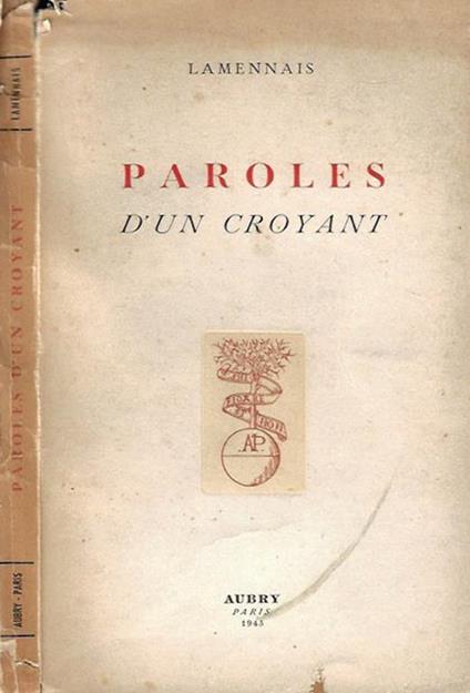 Paroles d'un croyant - copertina