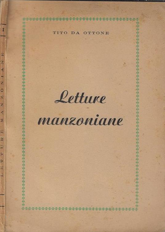 Letture manzoniane quaderno primo - copertina