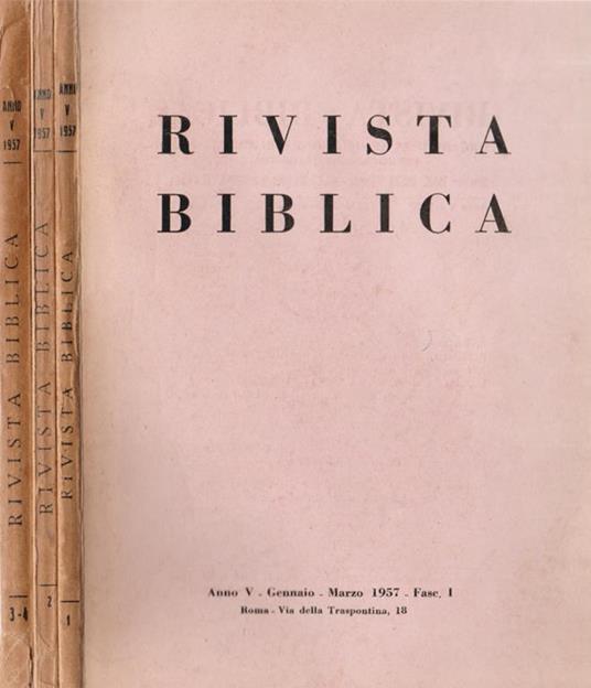 Rivista Biblica. Anno V - Gennaio-Dicembre 1957- Fasc. 1, 2 e 3-4 - copertina