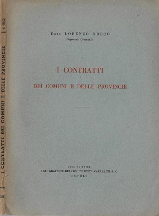 I contratti dei comuni e delle provincie - copertina