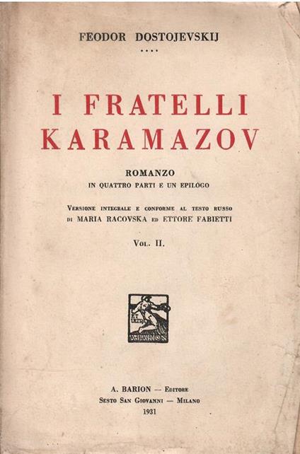 I Fratelli Karamazov Vol. Ii - Fëdor Dostoevskij - copertina