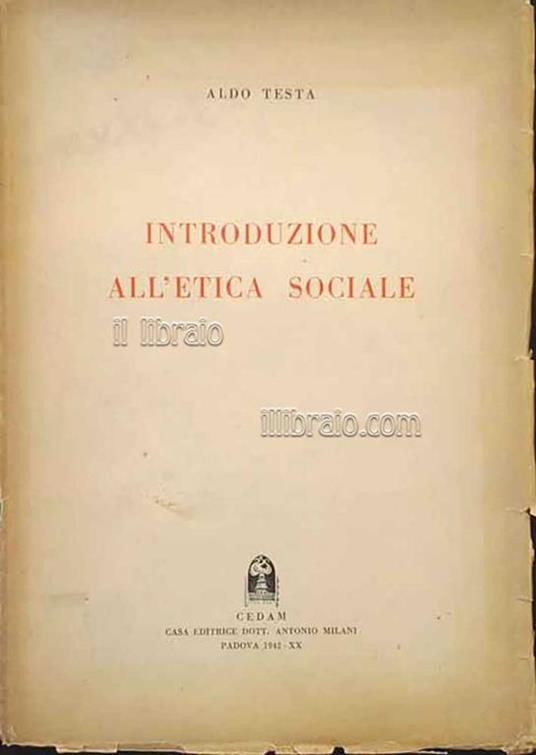 Introduzione all'etica sociale - Alberto Testa - copertina