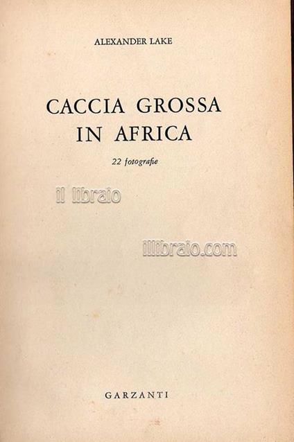 Caccia grossa in Africa - Alexander Lake - copertina