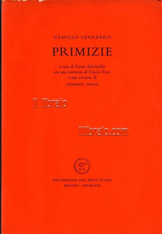 Primizie - Camillo Sbarbaro - copertina