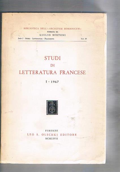 Studi di letteratura francese - copertina
