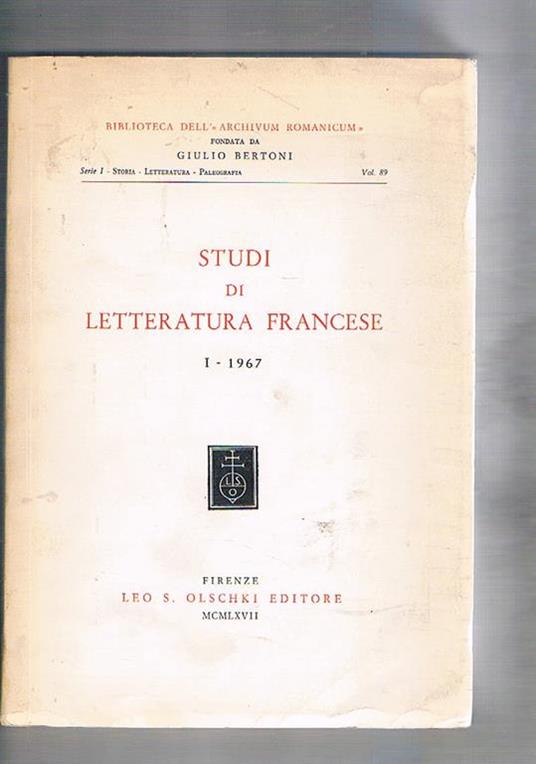 Studi di letteratura francese - copertina
