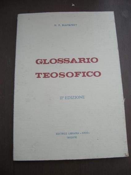 Glossario teosofico. Seconda edizone - Helena P. Blavatsky - copertina