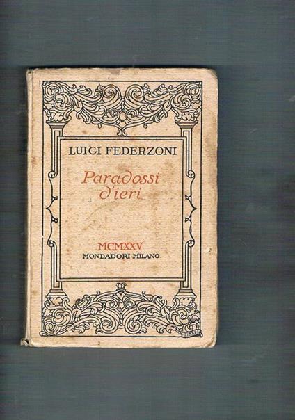 Paradossi di ieri - Luigi Federzoni - copertina