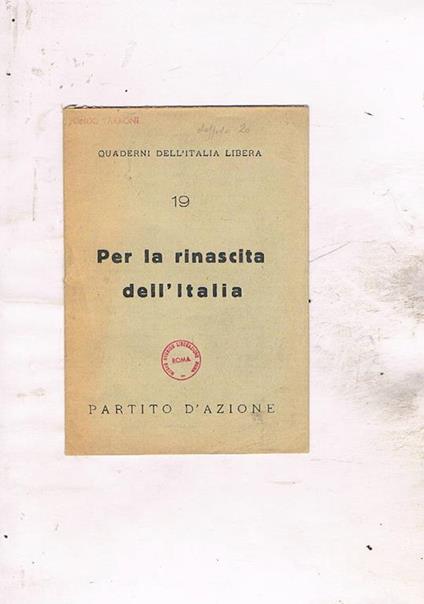 Per la rinascita dell'Italia - copertina