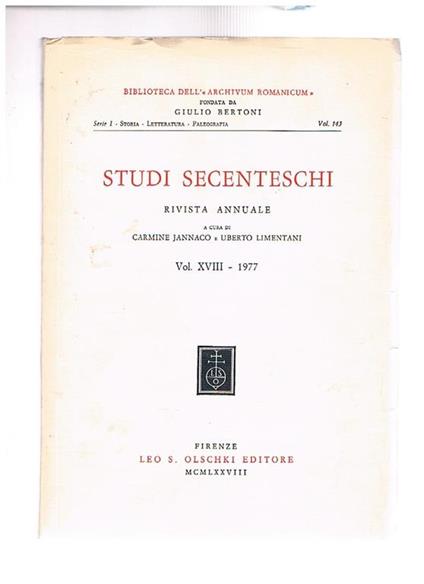 Studi secenteschi - copertina