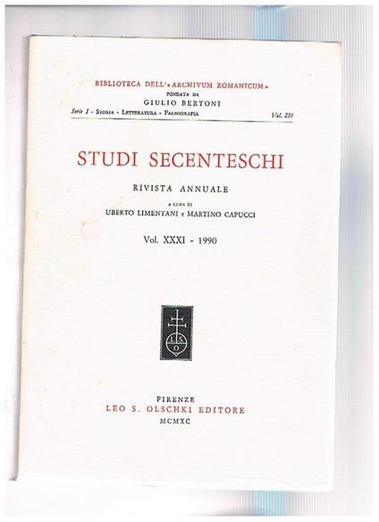 Studi secenteschi - copertina