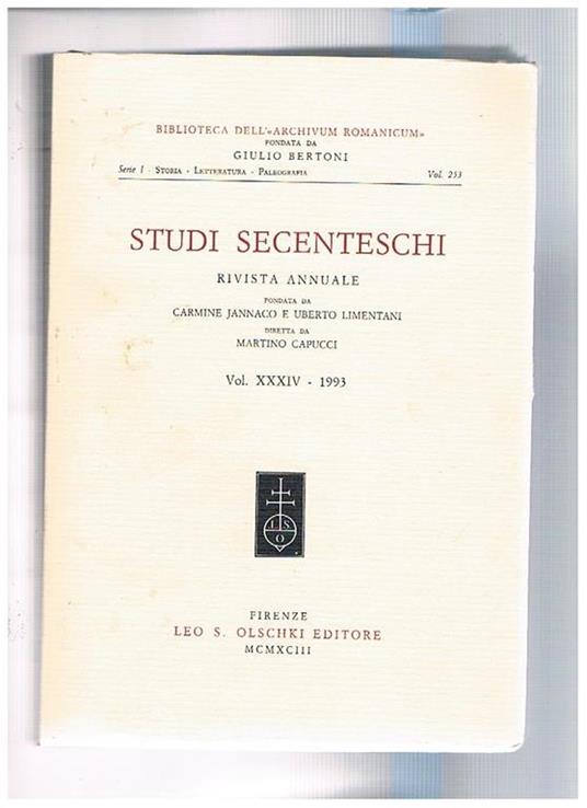 Studi secenteschi - copertina