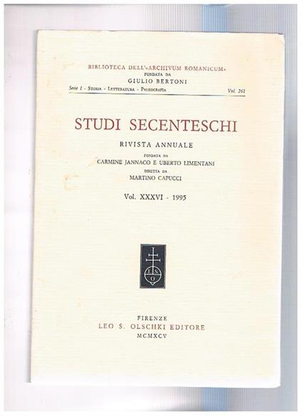 Studi secenteschi - copertina