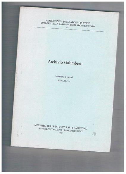 Archivio Galimberti - copertina
