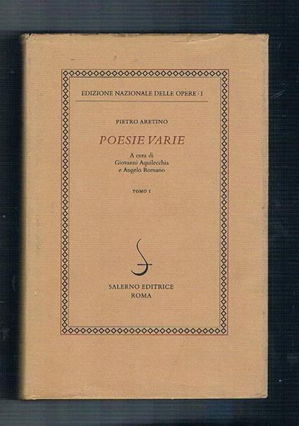 Poesie varie - Pietro Aretino - copertina