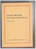 Studi micenei ed egeo-anatolici. Fasc. VI, e vol. XXVII della coll. Incunabula Graeca